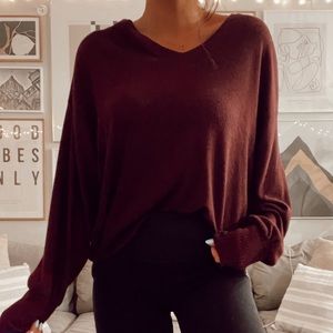 ANTHROPOLOGIE MAROON KNIT SWEATER